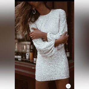 White Sequins mini dress size XL or 10